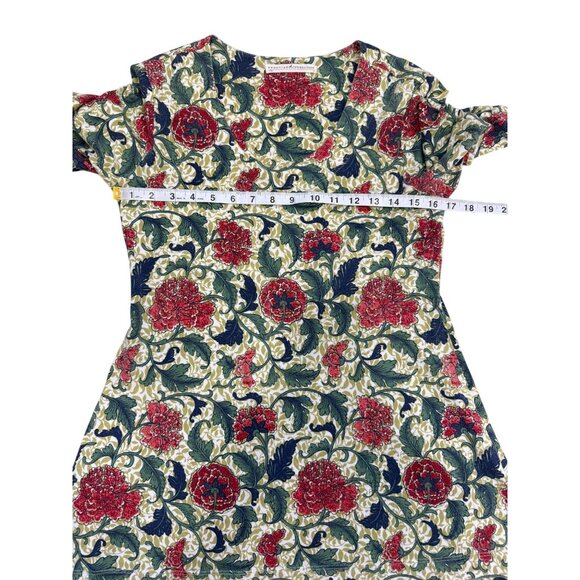 Peruvian Connection Floral Tunic Top Green Red Soft Stretch Womens Size S - Picture 5 of 7